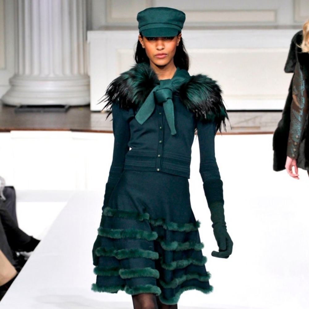 $2,309 OSCAR DE LA RENTA ICONIC GREEN KNIT RUNWAY CARDIGAN US S - Picture 4 of 11